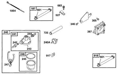 Fuel Grp Diagram and Parts List for 252707-0135-XX  Briggs and Stratton Engine